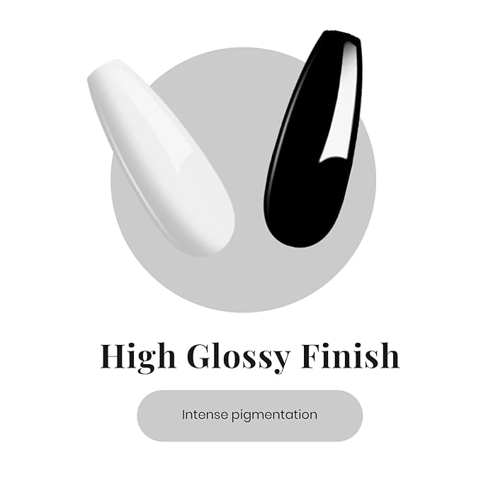 Beetles U V Light for Nails Mini Nail Lamp Poly Nail Gel Curing Lamp, 4Pcs 7.5Ml Black White Colors with No Wipe Top Coat and Base Coat Gel Polish Set