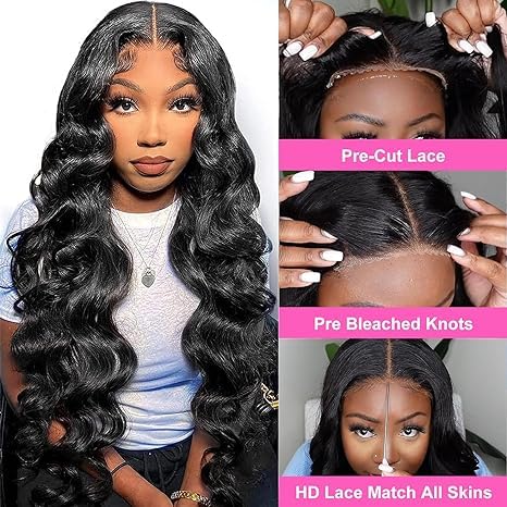 30 Inch Wear and Go Glueless Wig for Beginners Body Wave Lace Front Wigs Human Hair 180 Density 5x5 HD Lace Closure Wigs Human Hair Glueless Wigs Human Hair Pre Plucked Pre Cut Wigs for Black Women