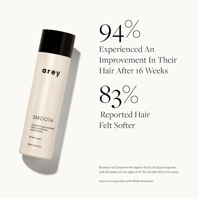 Arey Smooth Conditioner | Reduce the Signs of Aging Hair | Retains Moisture, Promotes Smoothness | For Use with Wash Shampoo | Vegan, Gluten-Free, Residue-Free & Cruelty-Free (8.45 Fl Oz, 30 Uses)