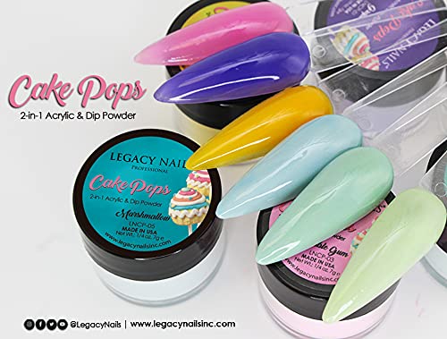 Legacy Nails Professional COLLECTION Acrylic Powder Kit 6 Colors Nail Art Set for Manicure DIY for Dip & Acrylic Nail Extensions (CAKE POPS COLLECTION)