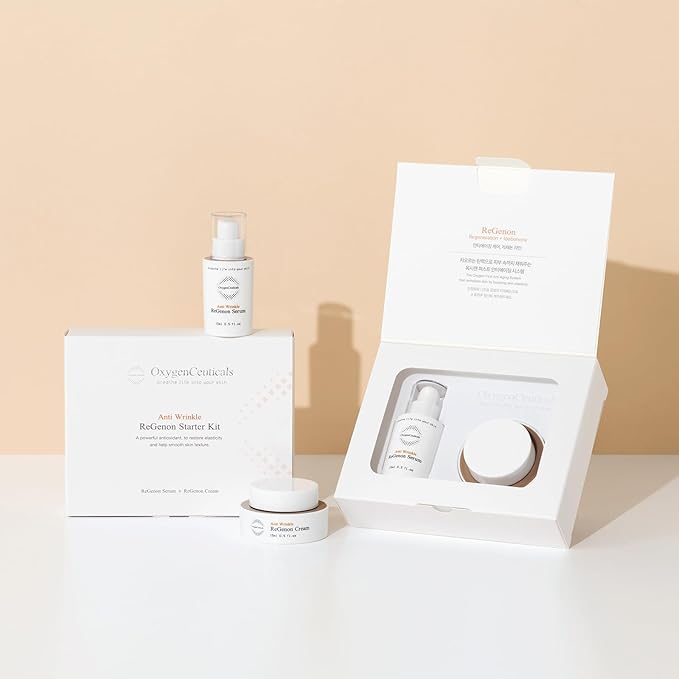 ReGenon Starter Kit – 2-Step Anti-Aging System with Antioxidant Serum & Cream, 20,000ppm of Idebenone
