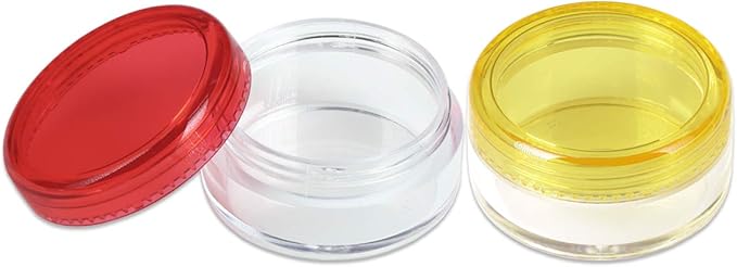 (Quantity: 200 Pieces) Beauticom 5G/5ML Mix Color Jars with RED Lids for Scrubs, Oils, Toner, Salves, Creams, Lotions, Makeup Samples, Lip Balms