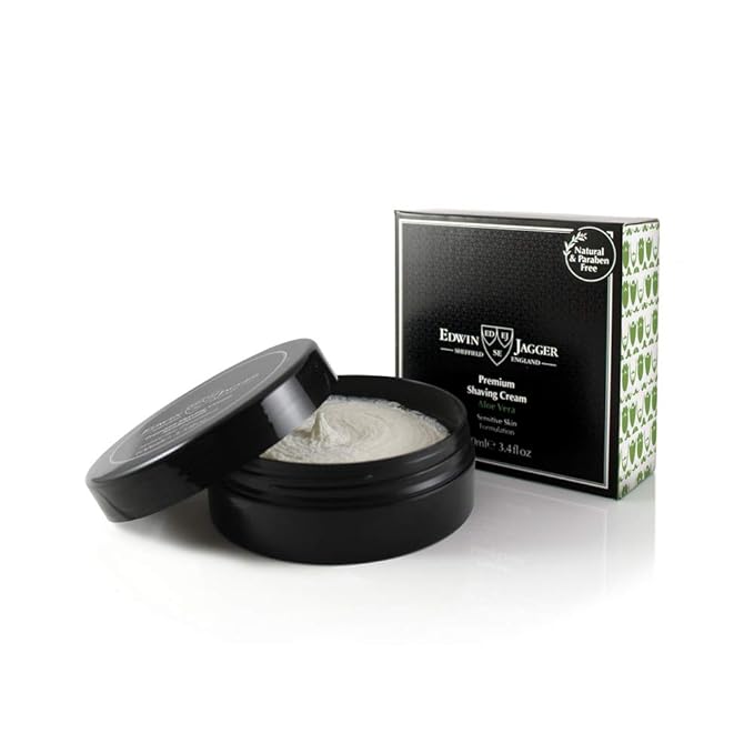 Edwin Jagger 99.9% Natural Premium Shaving Cream, 100ml Tub - Aloe Vera, 3.4-Ounce