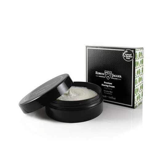 Edwin Jagger 99.9% Natural Premium Shaving Cream, 100ml Tub - Aloe Vera, 3.4-Ounce