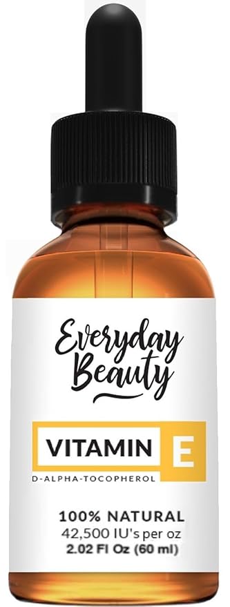 Pure Vitamin E Oil - D-Alpha Tocopherol 100% Pure & All Natural 2.02 Fl Oz Glass Bottle & Dropper 42,500 IU per oz - Thick, Amber Color, Nutty Aroma From Wheat Germ - Face Body Hair