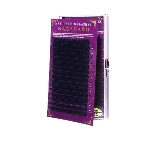 NAGARAKU 5 Trays Eyelash Extensions Individual Lashes 0.20mm C curl 9/10/11/12/13mm in 1 pack Classic Matte Black Natural Professional Faux Mink 16 rows