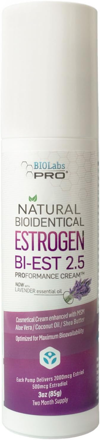 BioLabs PRO Natural Bioidentical 2.5 Estro Cream, Combo For Women Two-Month Supply (Lavender-3oz)