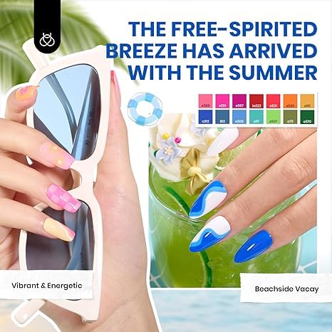 Beetles Gel Nail Polish Set, 70 Pcs 60 Colors Summer Gel Nail Polish Kit Nude Pink Jelly Pastel Neon Blue Red Green Glitter with Base Top Coat Manicure Gifts for Mom Seasonal Harmony