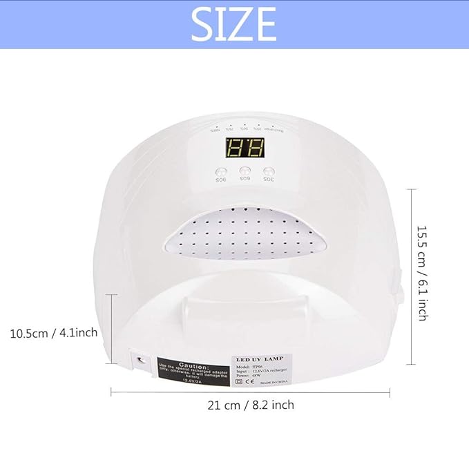 ZJchao 48W LED Nail Gel Lamp, LED Nail Lamp Nail Dryer Machine with 3 Timer Setting Smart Sensor for Fingernail Gel Polish Curing Nail Art Painting Tools Nail Light Nail Curing Dryer (US Plug)