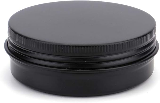 Foraineam 48 Pack 2 oz Round Lip Balm Tin Cans - Aluminum Cosmetic Sample Containers with Screw Lid - Matte Black Metal Empty Tins Storage Travel Tin Jars