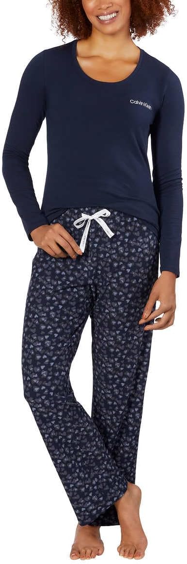 Calvin Klein Womens 2 Piece Fleece Pajama Set