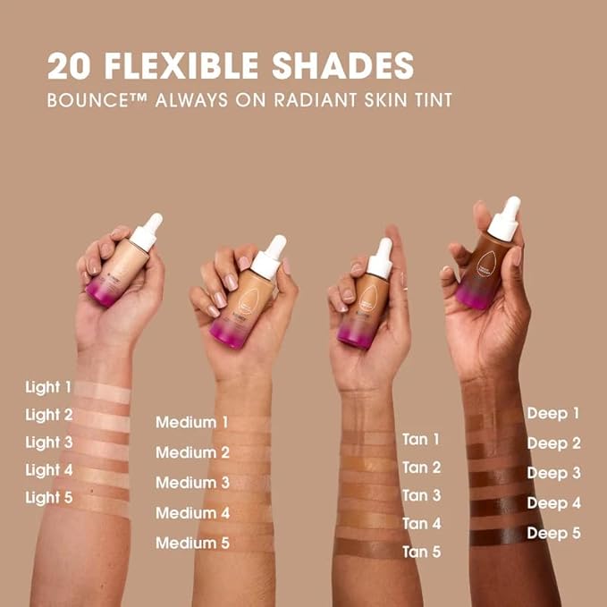 Beautyblender 12-Hour Always on Radiant Skin Tint, Breathable Serum Foundation Stays Put for All Day Long Wear, Infused with Hyaluronic Acid & Niacinamide, Medium 3