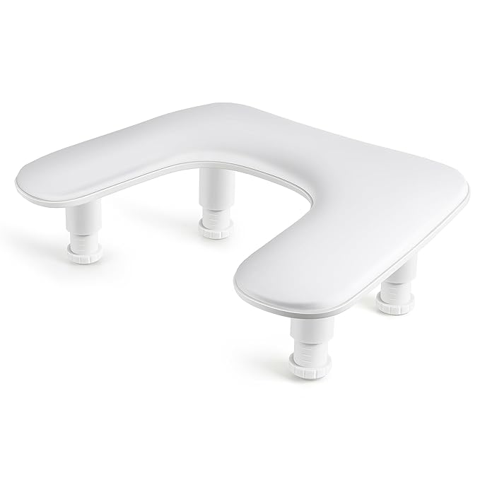 Arm Rest for Nail Tech: Adjustable Height PU Leather Nail Rest Stand, U-shaped Professional Manicure Hand Rest Pillow for Acrylic Nails Salon Home Use White