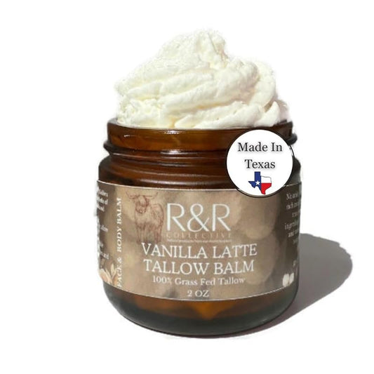 Vanilla Latte Tallow Face Moisturizer – 100% Grass-Fed Whipped Beef Tallow Balm with Coffee & Vanilla – For Dry, Sensitive Skin, Eczema & Psoriasis – Handmade Natural Skincare – 2 oz
