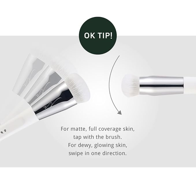 [SOO ADOR] okhee WHITE JADE Foundation Brush PIV01 - Flawless and Smooth Foundation Application for Radiant Skin | Designed by K-Pop Makeup Expert Seo Ok | Makeup Brush Base Brush