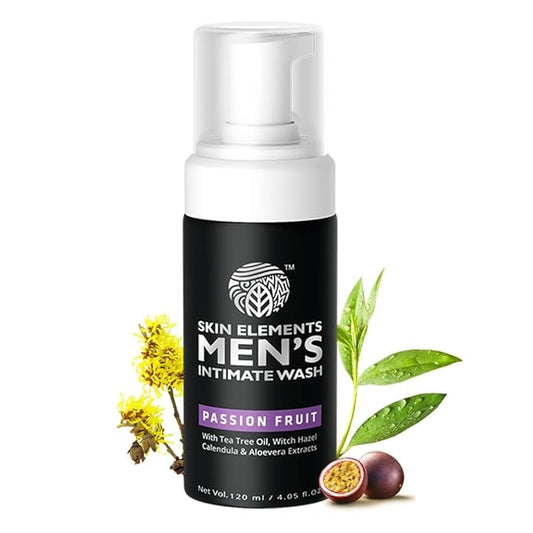 Skin Elements Intimate Wash for Men with Passion Fruit (4.05 Fl Oz) | pH Balanced Foaming Intimate Wash | Prevents Itching, Irritation & Bad Odor |