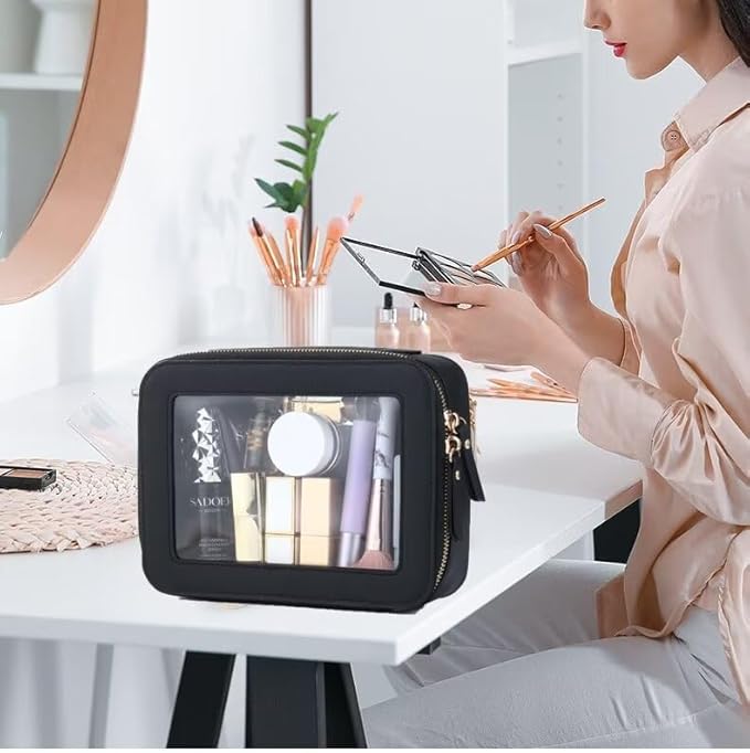 Clear Makeup Bag with Mini Cosmetic Bags,Travel Toiletry Bag for Women,Portable Cosmetic Bag Case, Transparent Waterproof Cosmetic Organizer Storage Bag for Women Men