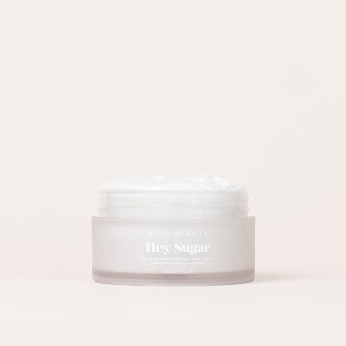 NCLA - Hey, Sugar Body Scrub | Smooth, Exfoliate, Hydrate Skin | Shea, Mango + Cocoa Butters | Vegan, Cruelty-Free, Clean Skincare (Coconut Vanilla; 100g | 3.38 oz)