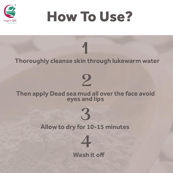 Dead Sea Mud Powder | 1 Lb | Detoxifies and Exfoliates The Skin | 100% Natural Mud Face Mask | Clears Acne, Dark Spots & Anti-Aging | By Yogi's Gift®