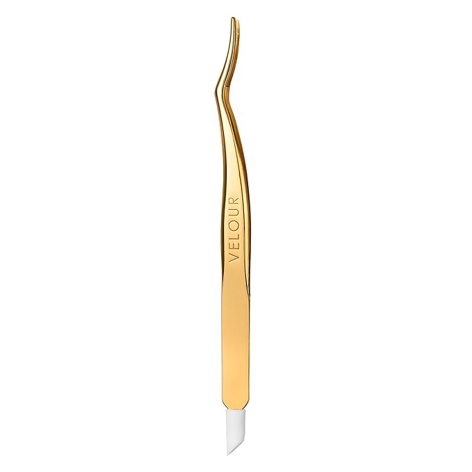 Velour Too Real Xtension Lash Applicator | Gold Stainless Steel | Double Ended Lash Tool for Easy False Extension Lash Application with Soft Silicone Angled Tip