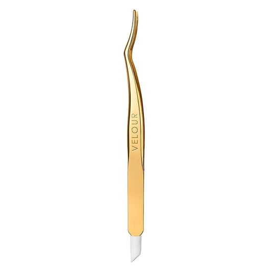Velour Too Real Xtension Lash Applicator | Gold Stainless Steel | Double Ended Lash Tool for Easy False Extension Lash Application with Soft Silicone Angled Tip