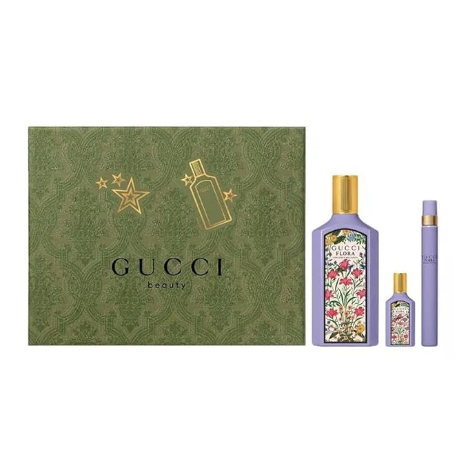 Gucci Flora Gorgeous Magnolia Woman's Gift Set: 100ml EDP Spray + Mini 10ml EDP Spray + Mini Pen 5ml EDP Spray - HARD BOX