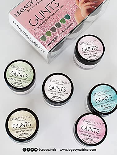 Legacy Nails Professional COLLECTION Acrylic Powder Kit 6 Colors Nail Art Set for Manicure DIY for Dip & Acrylic Nail Extensions (GLINTS COLLECTION)