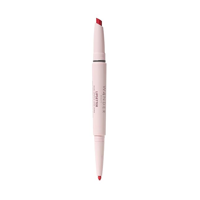 Wander Beauty Lipsetter Dual Cream Lipstick + Lip Liner - Red Over Heels - Ultra-Smooth, Hydrating Lipstick and Red Lip Liner with a Soft Matte Finish - Made with Squalane & Peptides (1 Count)