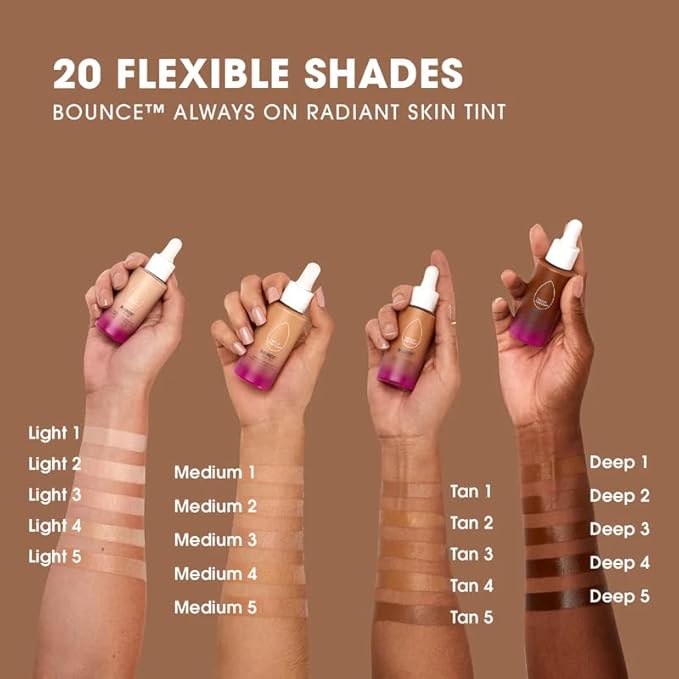 Beautyblender 12-Hour Always on Radiant Skin Tint, Breathable Serum Foundation Stays Put for All Day Long Wear, Infused with Hyaluronic Acid & Niacinamide, Tan 4