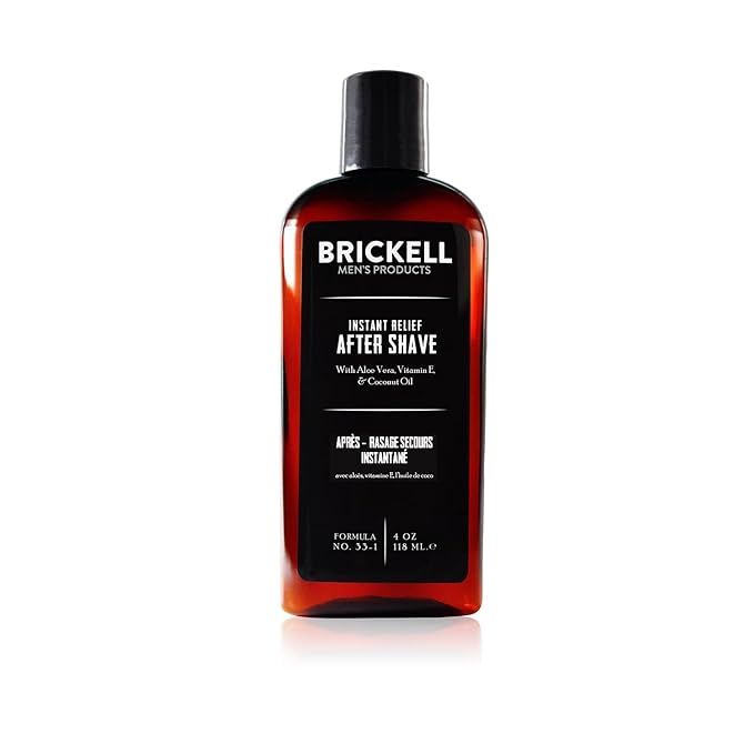 Brickell Men's Products Instant Relief Aftershave for Men, Natural and Organic Soothing After Shave Balm to Prevent Razor Burn, 4 Ounce, Scented