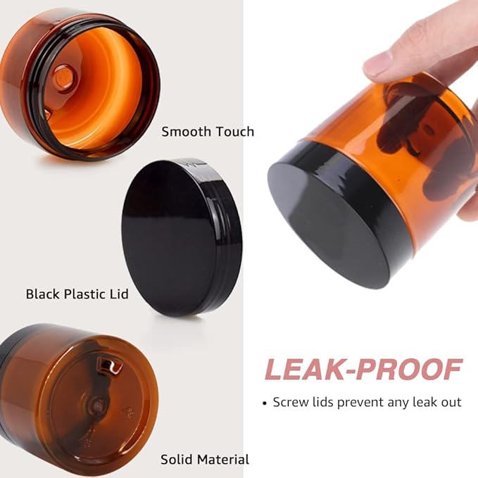 4 oz Plastic Containers with Lids 105pcs Amber Plastic Jars with Lids 4 Ounce Containers Travel Size Jars– Great for Lip Scrub, Body Butters, Cream, Slime, Craft Storage