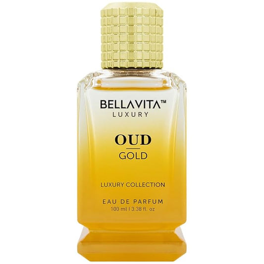 BellaVita Luxury OUD Gold Eau De Parfum (100ml) Unisex | Aromatic Arabian Perfume | Infused with Sweet Caramel, Orris, Rose, Jasmine | Arabic Gold OUD Perfume for Women & Men