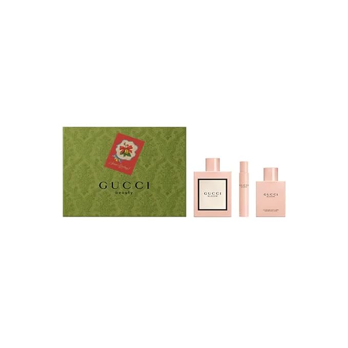 Gucci Bloom Perfume for Women – 3-Piece Gift Set with EDP Spray, Body Lotion & Fragrance Rollerball Collection