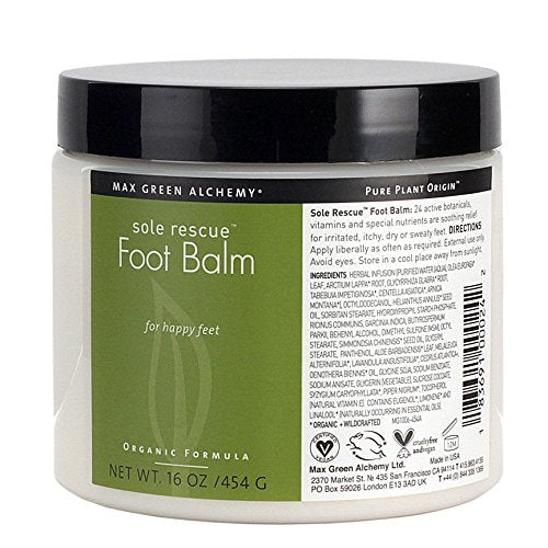 Sole Rescue Foot Balm Tube - Organic Formula, Soothes Moisturizes Dry, Itchy and Sore Feet, Cracked Heels, Non Greasy, Vegan, 16 Ounce Jar