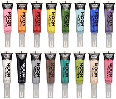 Face & Body Paint with Brush Applicator by Moon Creations - 0.50fl oz - Set of 16 colours