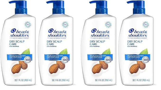 Head and Shoulders Shampoo, Daily-Use Anti-Dandruff Paraben Free Treatment, Dry Scalp Care with Almond Oil, 32.1 fl oz, Twin Pack (Pack of 2)