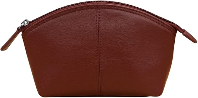 ili New York Genuine Leather Cosmetic Pouch – RFID Blocking, Leather Makeup Bag for Purse with Top Zip Closure & Interior Zip Pocket, Perfect as a Compact and Stylish Travel Cosmetic Bag
