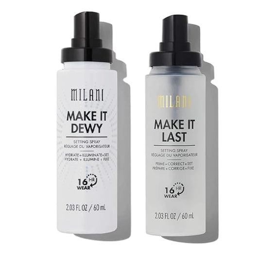 Milani Make It Last Original - Natural Finish 3-in-1 Primer and Setting Spray + Make It Dewy Setting Spray 3 in 1- Hydrate + Illuminate + Set Makeup Finishing Spray