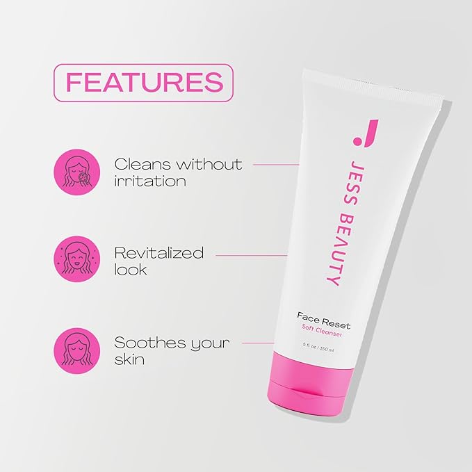 JESS BEAUTY Face Reset Soft Cleanser, with Squalane & Hyaluronic Acid, 5 fl ozJESS BEAUTY | Skin Care Reset Soft Face Cleanser with Squalane & Hyaluronic Acid 5 fl. oz | Skincare Face Moisturizer