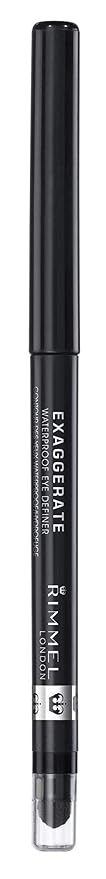 Rimmel London Exaggerate Waterproof Eye Definer Eyeliner, Highly Pigmented, Long-Wearing, Built-In Smudger, 261, Noir, 0.01oz