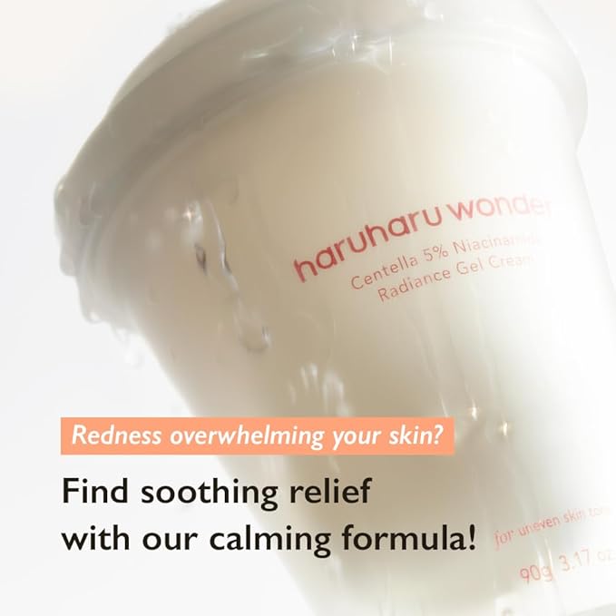 HARUHARU wonder Centella 5% Niacinamide Radiance Gel Cream, Hydrating & Soothing, Ultra-Lightweight, Improves Skin Tone, Pore Minimizer, Oil Control, For All Skin Types, 3.17 fl. Oz