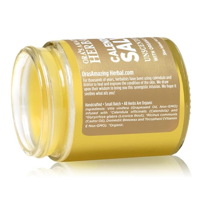 Ora's Amazing Herbal Calendula Skin Salve and Oil Set, Made with Grapeseed Oil, Organic Licorice, Responsibly Sourced Beeswax, 4 oz salve with 2 oz oil