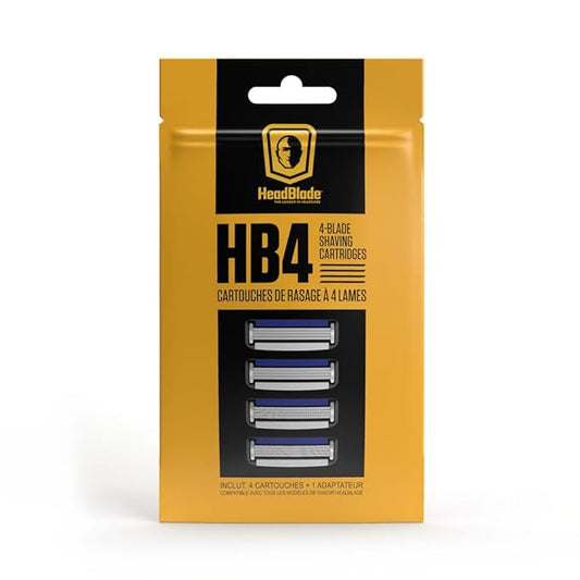 HeadBlade Men's HB4 Refill Shaving Razor Blades. Stainless Steel Blades for No Tugging or Pulling, Shave Less, Works for Face, Body, and Scalp (Pack of 1)