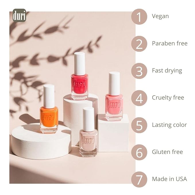 duri Nail Polish, 788 Staycation, Peach Orange Pastel, Full Coverage, Glossy Finish, Fast Drying, 0.45 Fl Oz