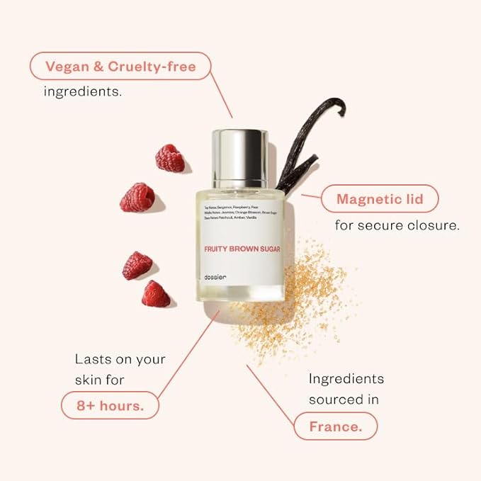 Dossier - Fruity Brown Sugar - Eau de Parfum - Inspired by YSt L's Mon Paris - Perfume Luxury - Pure Infused - Paraben-Free - Vegan - For Women - Fragrance 1.7 Fl oz (Spray 50ml)