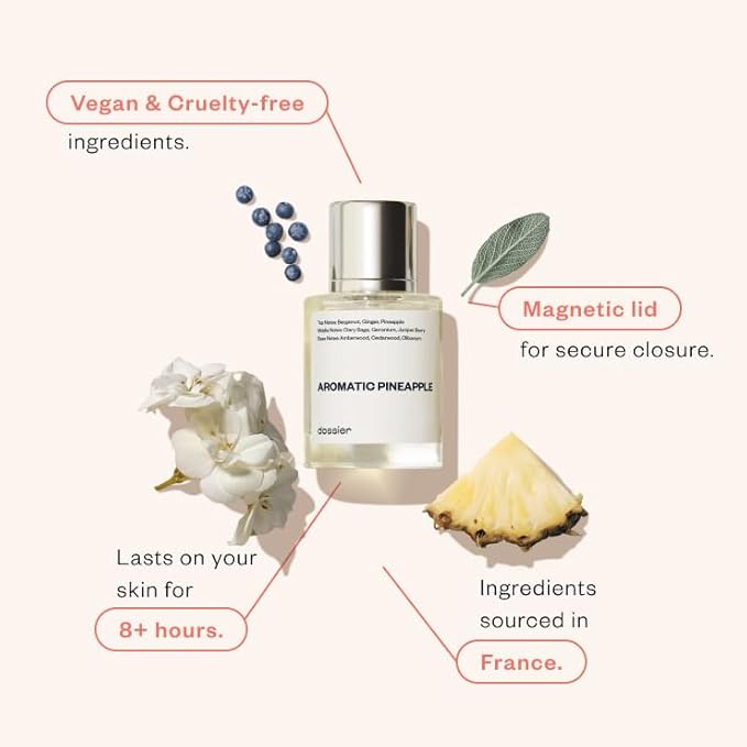 Dossier - Aromatic Pineapple - Eau de Parfum - Inspired by YL's - Perfume Luxury - Pure Infused - Paraben-Free - Vegan - For Men - Fragrance 1.7 oz (Spray 50ml)