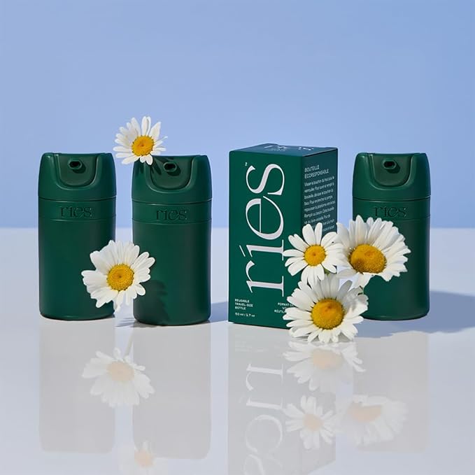 Starter Set Toiletry Travel Bottles – Set of 3 (1.7oz) Airless Pump Containers for Shampoo, Conditioner, Body, Face – Leak-Proof, TSA-Approved, Dishwasher Safe- (Escapade Green)