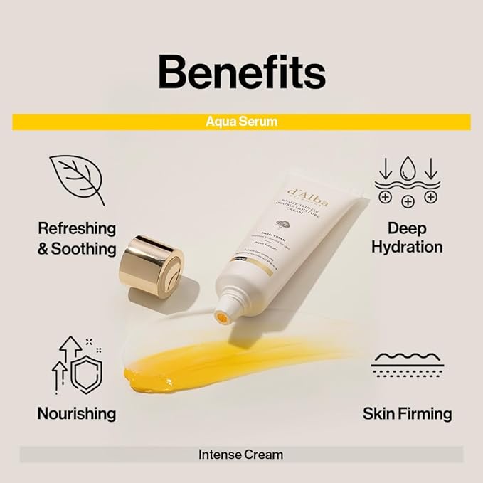 d'alba Piedmont White Truffle Double Moisture Cream, 2-in-1 Face Moisturizer, Vegan Skincare, Vegan Collegen, Skin Firming and Tightening, Dual Formula in ONE tube, Korean Skin Care (2.02 oz)