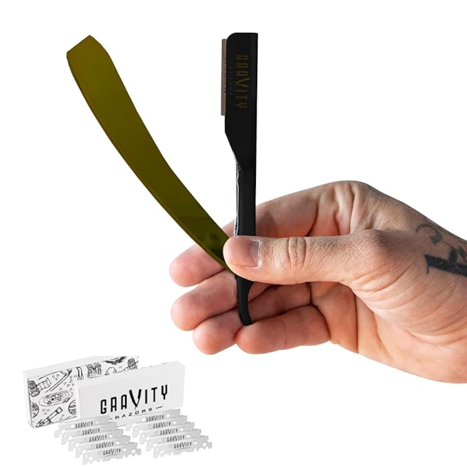 Professional Straight Razor - Ultra Exposed Straight Razor Kit with 10 Gravity Premium Blades, 2mm Exposed (Kingsman)