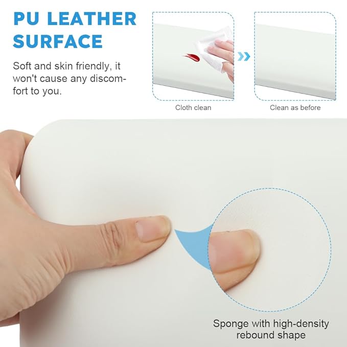 Nail Arm Rest and Polish Mat Set, Foldable PU Leather Hand Pillow, Manicure Table Mat, White